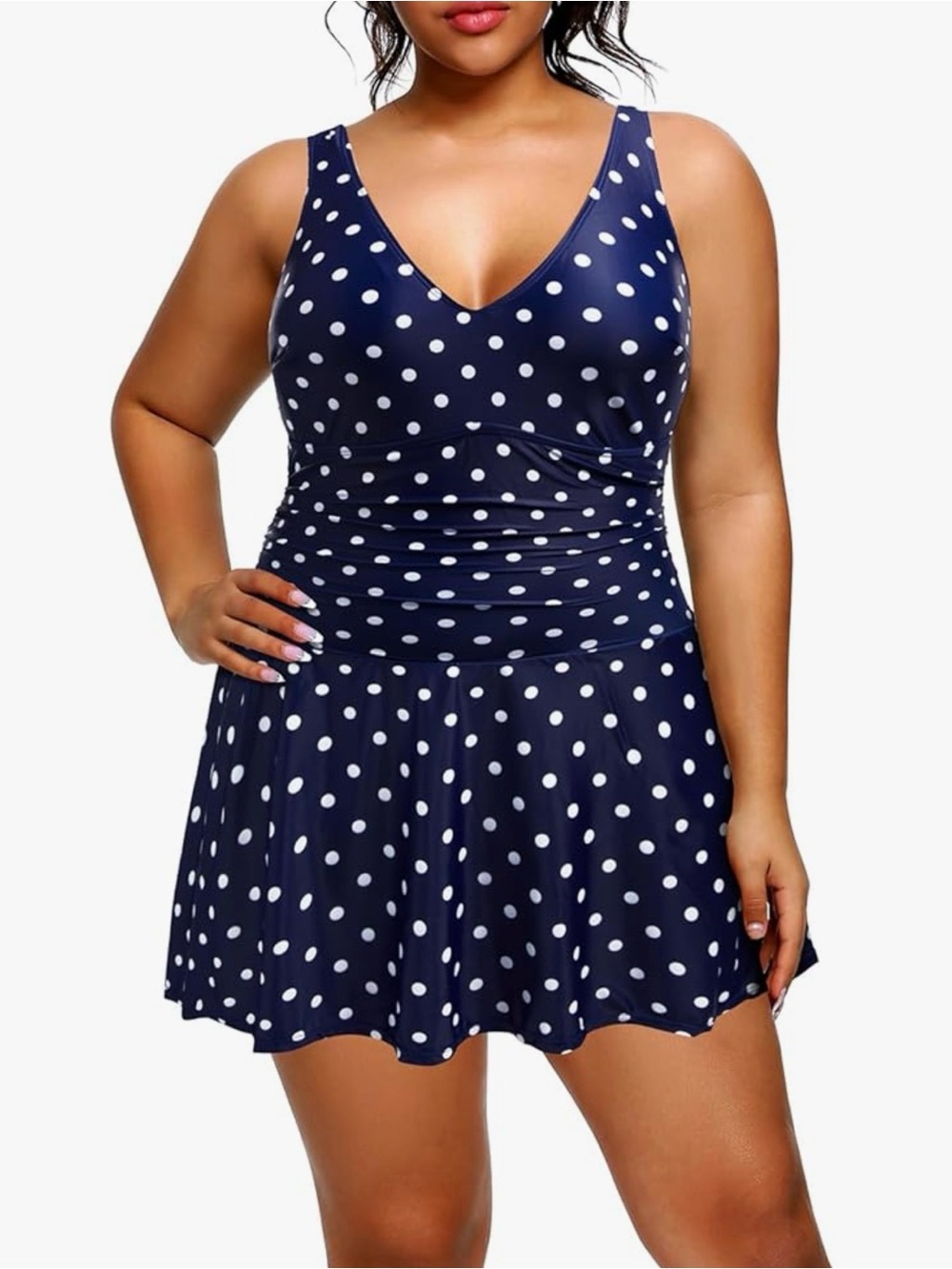 Yonique Navy Polka Dot Swimsuit One-Piece